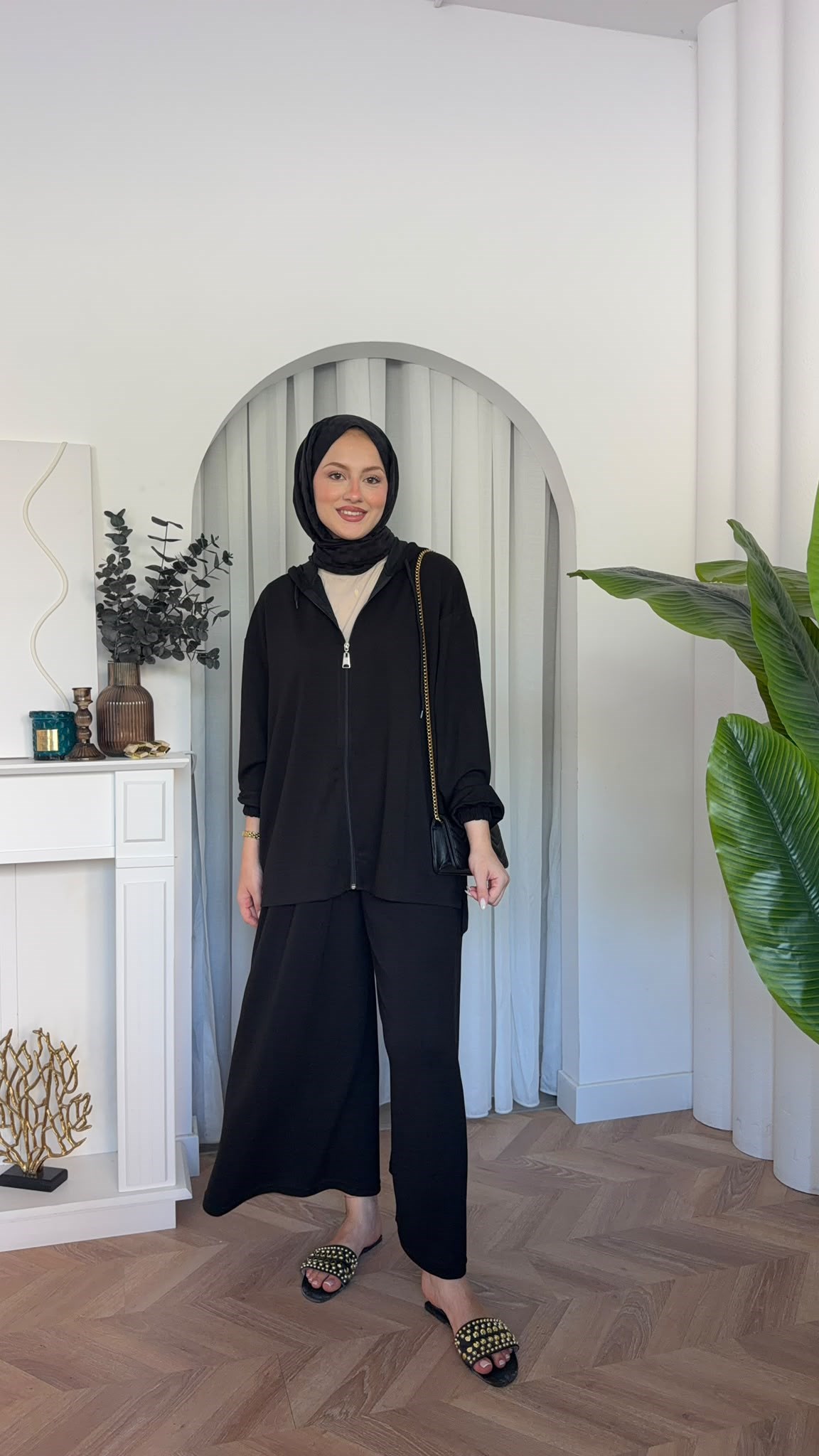 MEYSADESIGN PANTOLON TAKIM Fermuarlı Oysh İkili Takım Siyah
