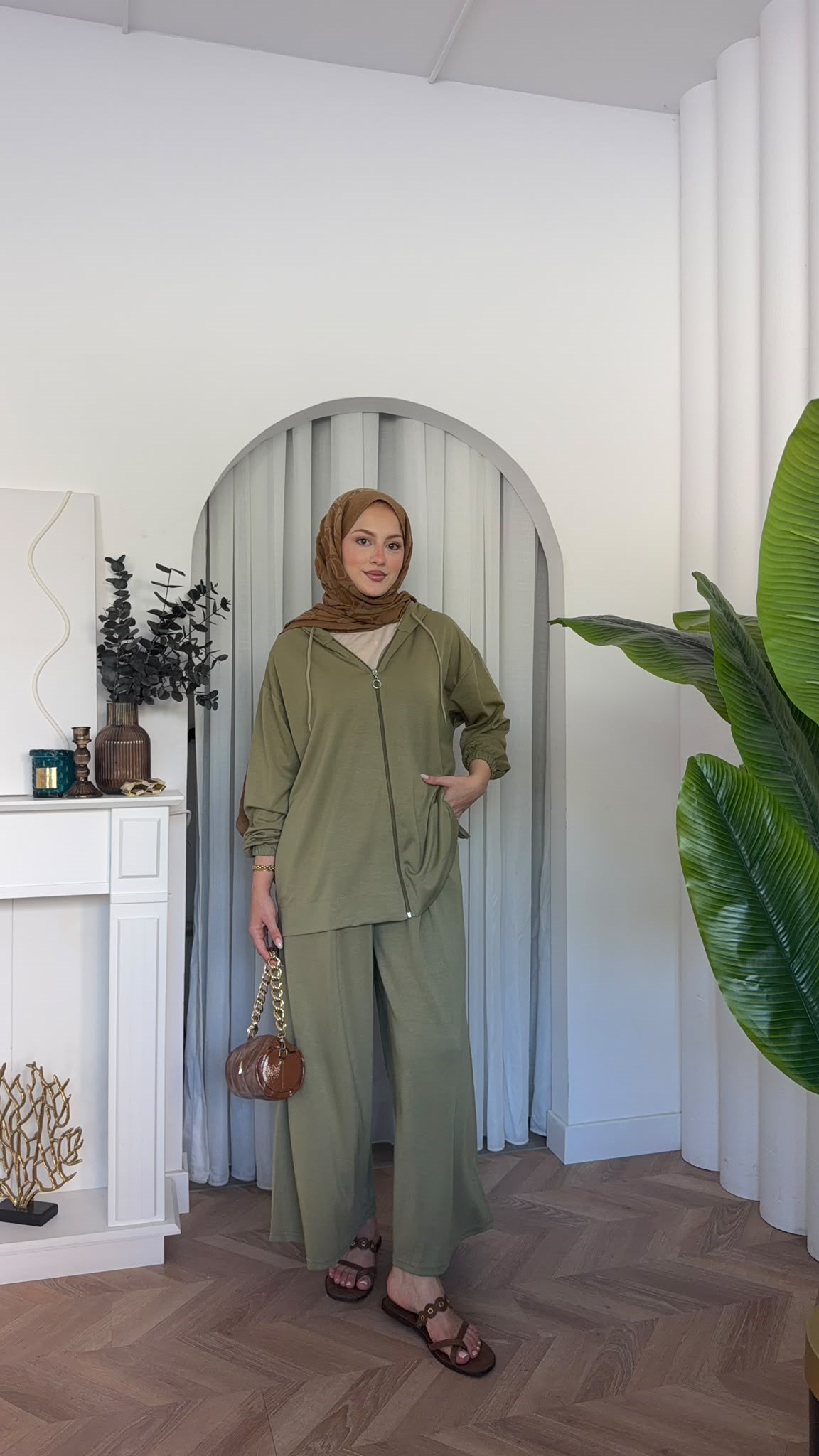 MEYSADESIGN PANTOLON TAKIM Fermuarlı Oysh İkili Takım Haki