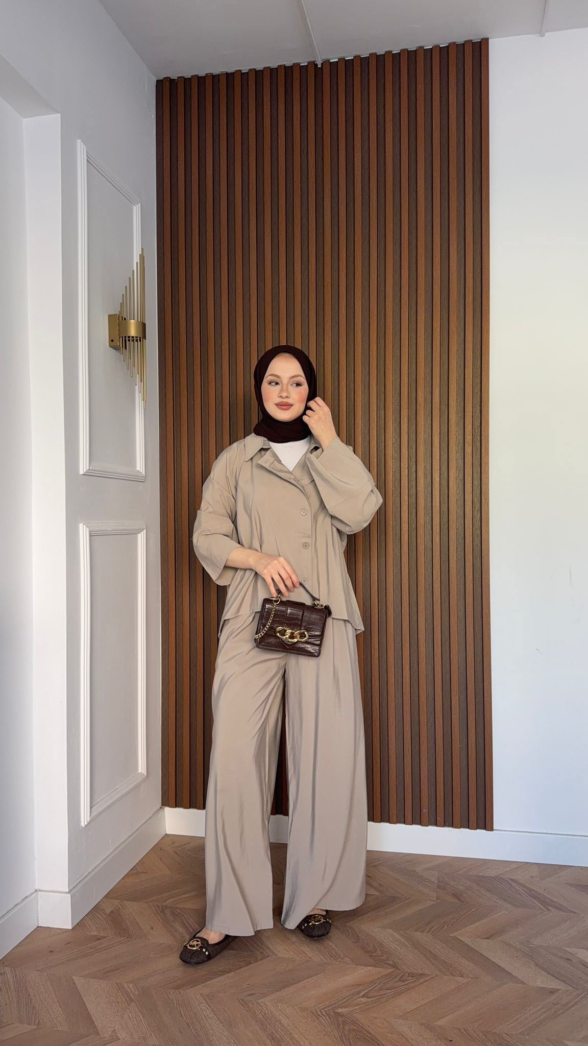 MEYSADESIGN PANTOLON TAKIM Heon Tensel Pantolonlu Takım Vizon
