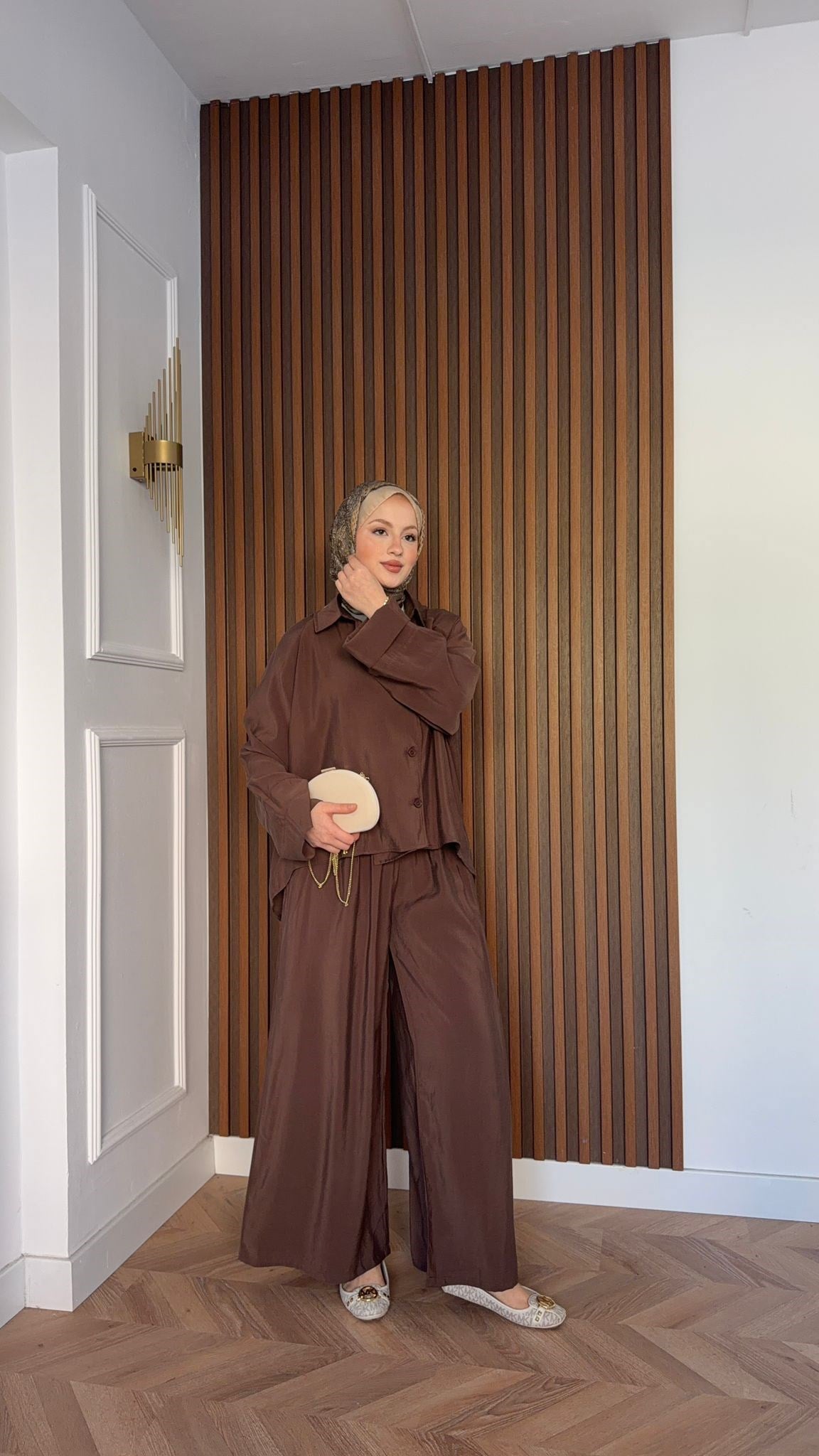 MEYSADESIGN PANTOLON TAKIM Heon Tensel Pantolonlu Takım Acı Kahve