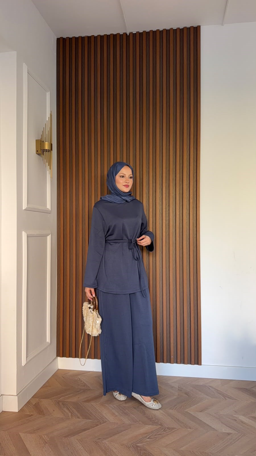 MEYSADESIGN PANTOLON TAKIM İpek Oysh İkili Takım İndigo