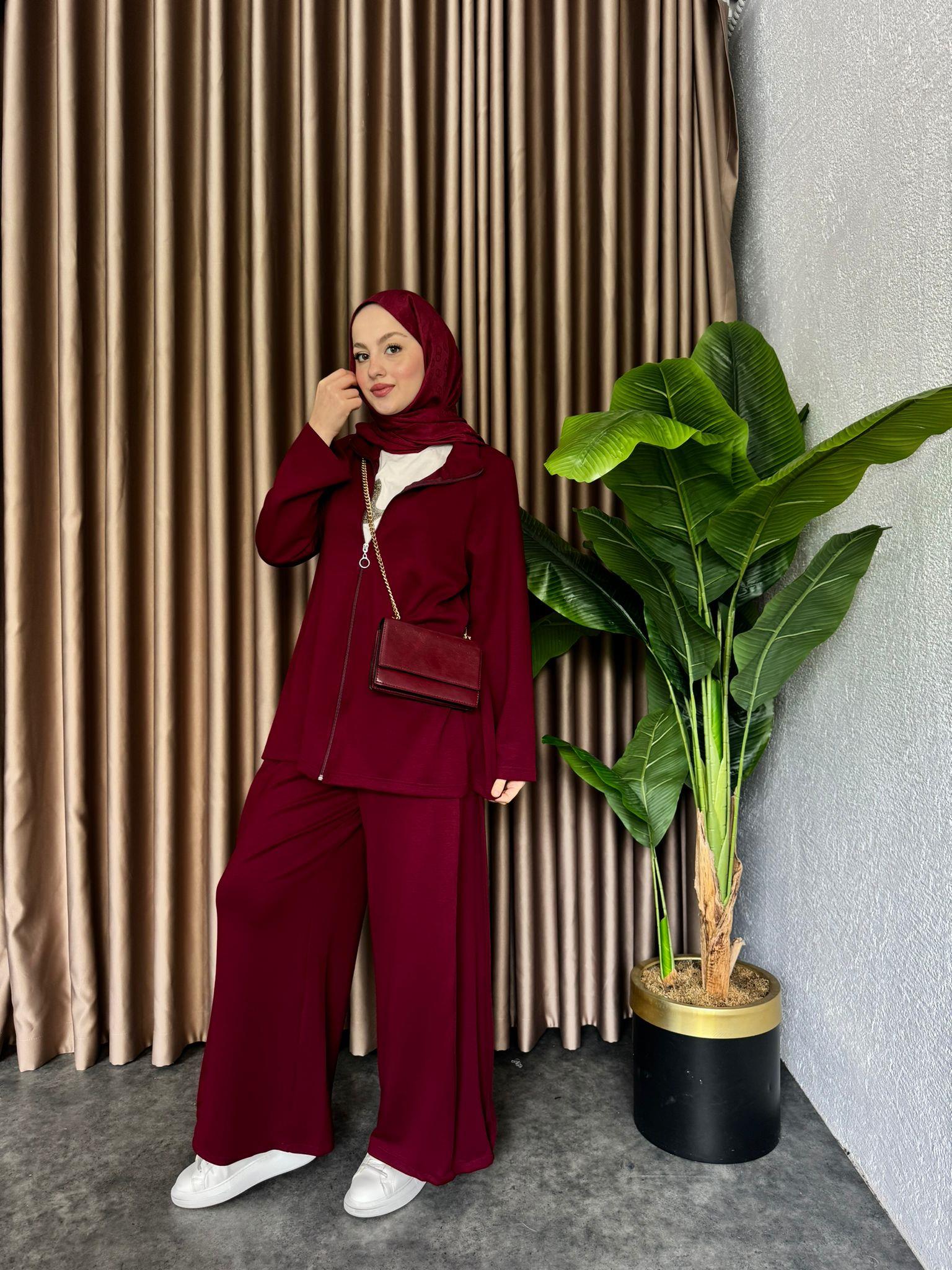 MEYSADESIGN PANTOLON TAKIM Körüklü Oysh İkili Takım Bordo
