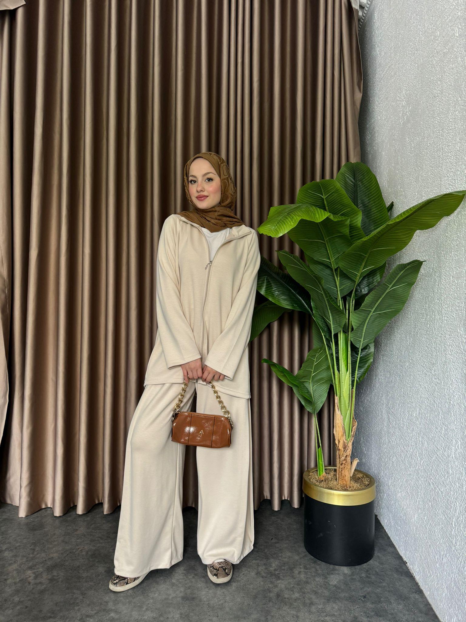MEYSADESIGN PANTOLON TAKIM Körüklü Oysh İkili Takım Bej