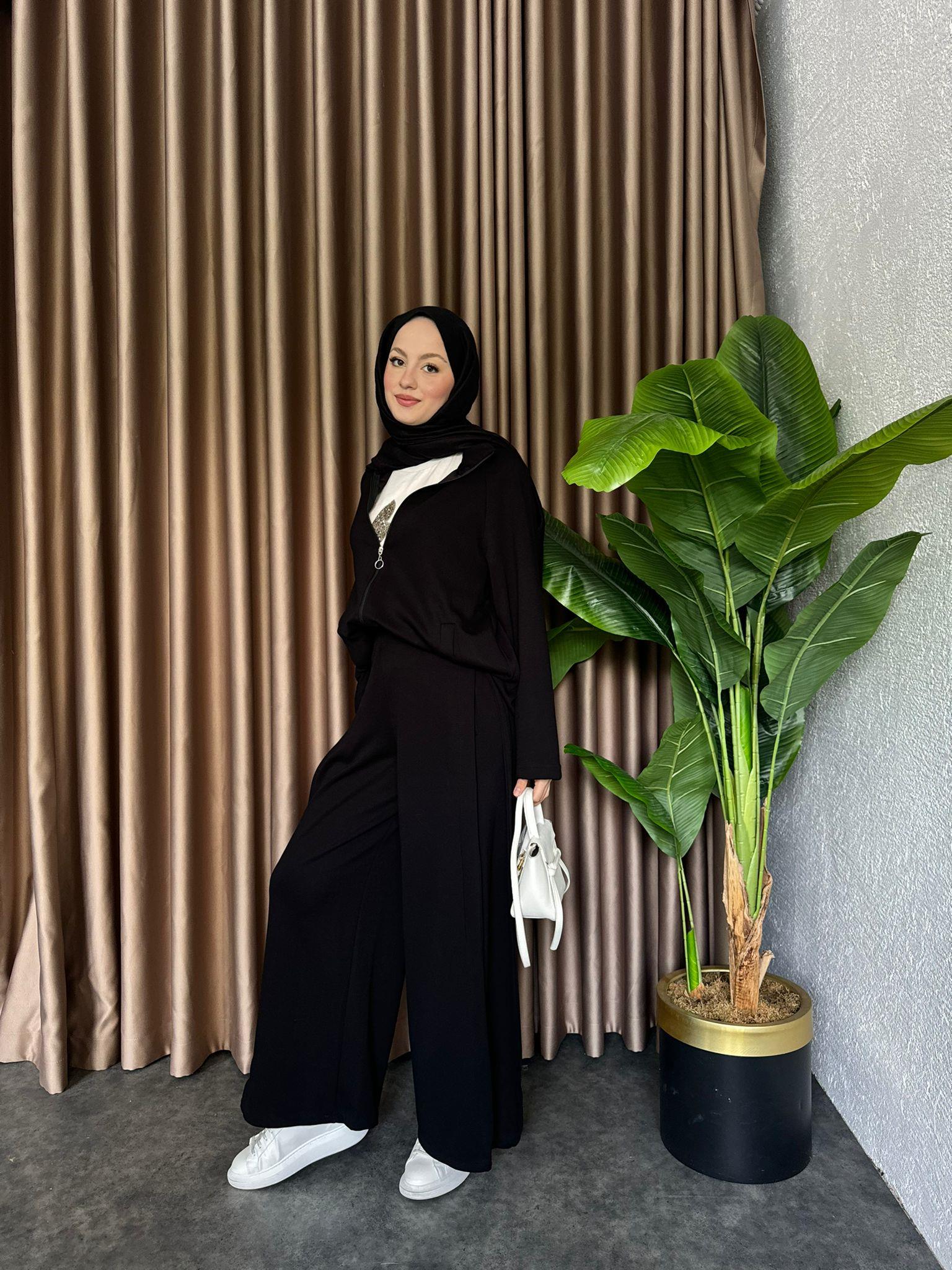 MEYSADESIGN PANTOLON TAKIM Körüklü Oysh İkili Takım Siyah