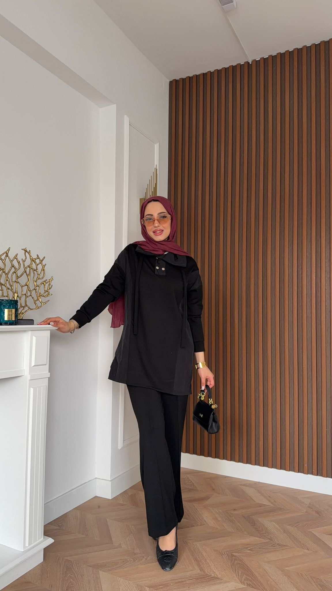 MEYSADESIGN TROUSER SETS Leyla Nervürlü İkili Takım Siyah