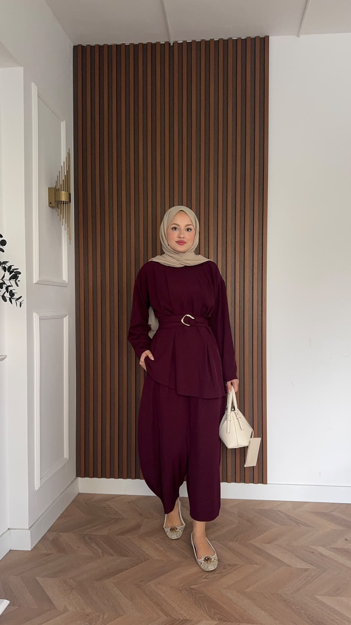 MEYSADESIGN PANTOLON TAKIM Peri Pensli Pantolon Takım Bordo
