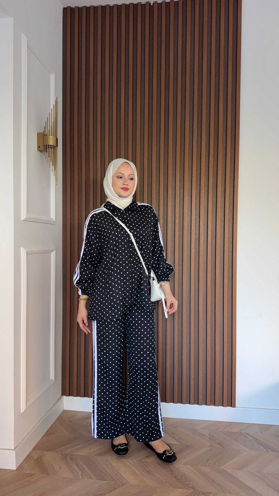 MEYSADESIGN PANTOLON TAKIM Puantiyeli Çizgili Spor Takım Siyah