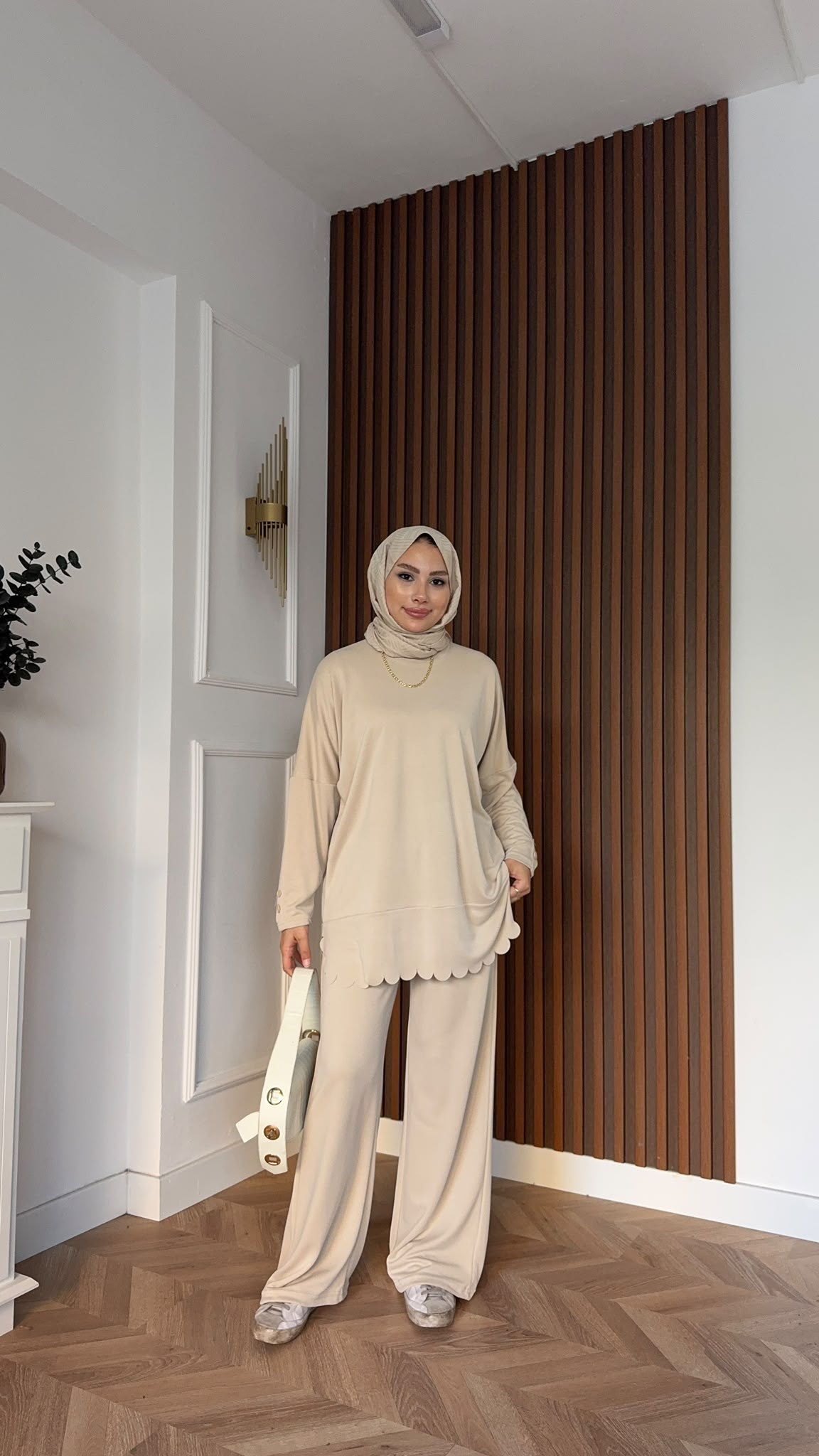 MEYSADESIGN PANTOLON TAKIM Rose Pike İkili Takım Bej