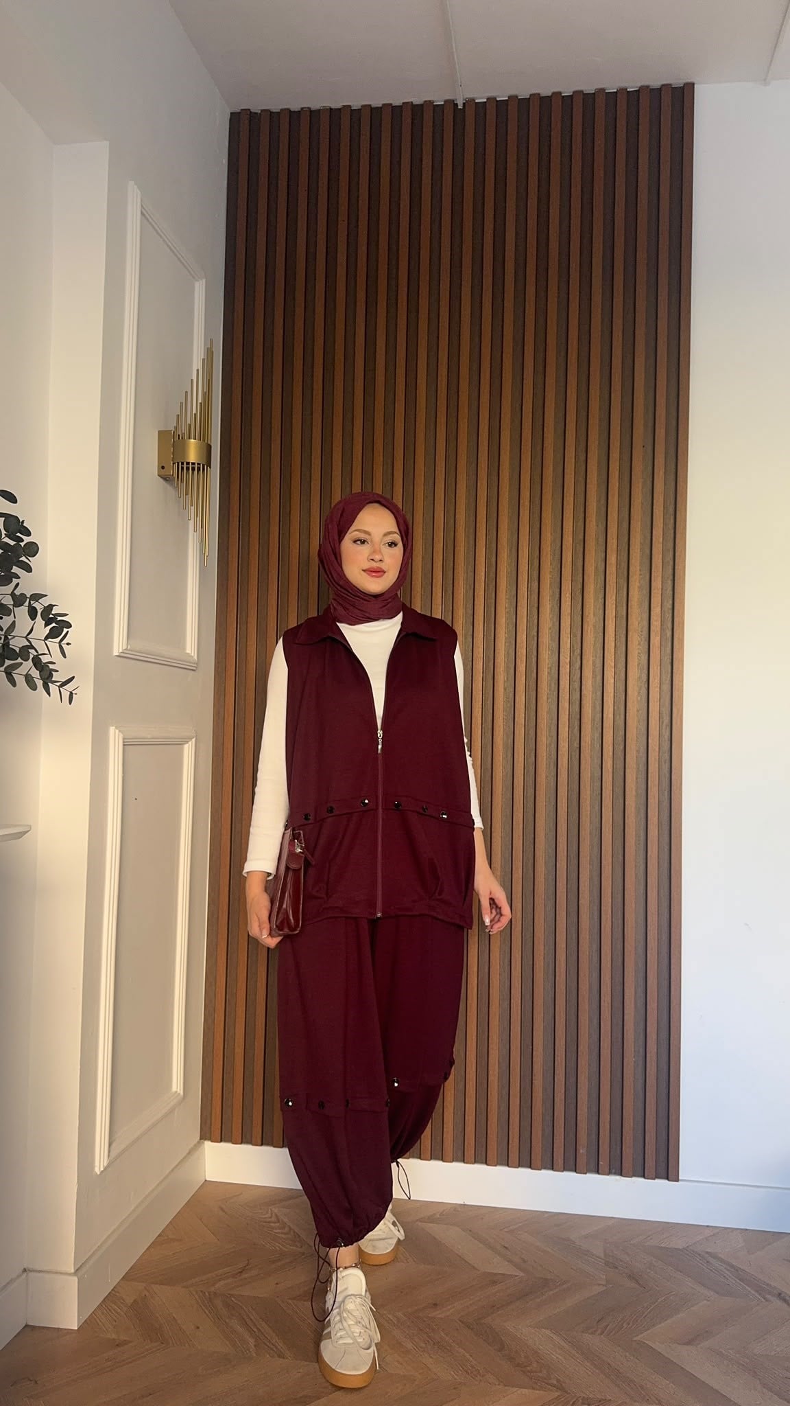 MEYSADESIGN PANTOLON TAKIM Şalvar Pantolonlu Oysh İkili Takım Bordo