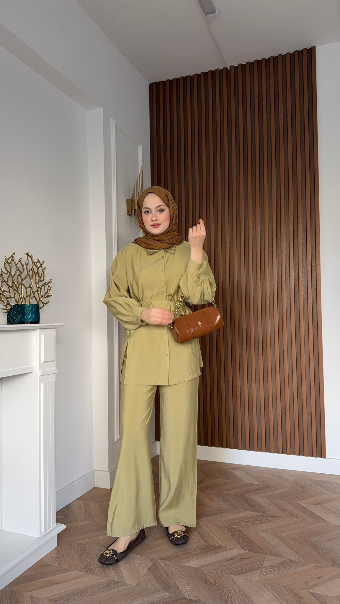 MEYSADESIGN TROUSER SETS Serra Tensel İkili Takım Yağ Yeşili