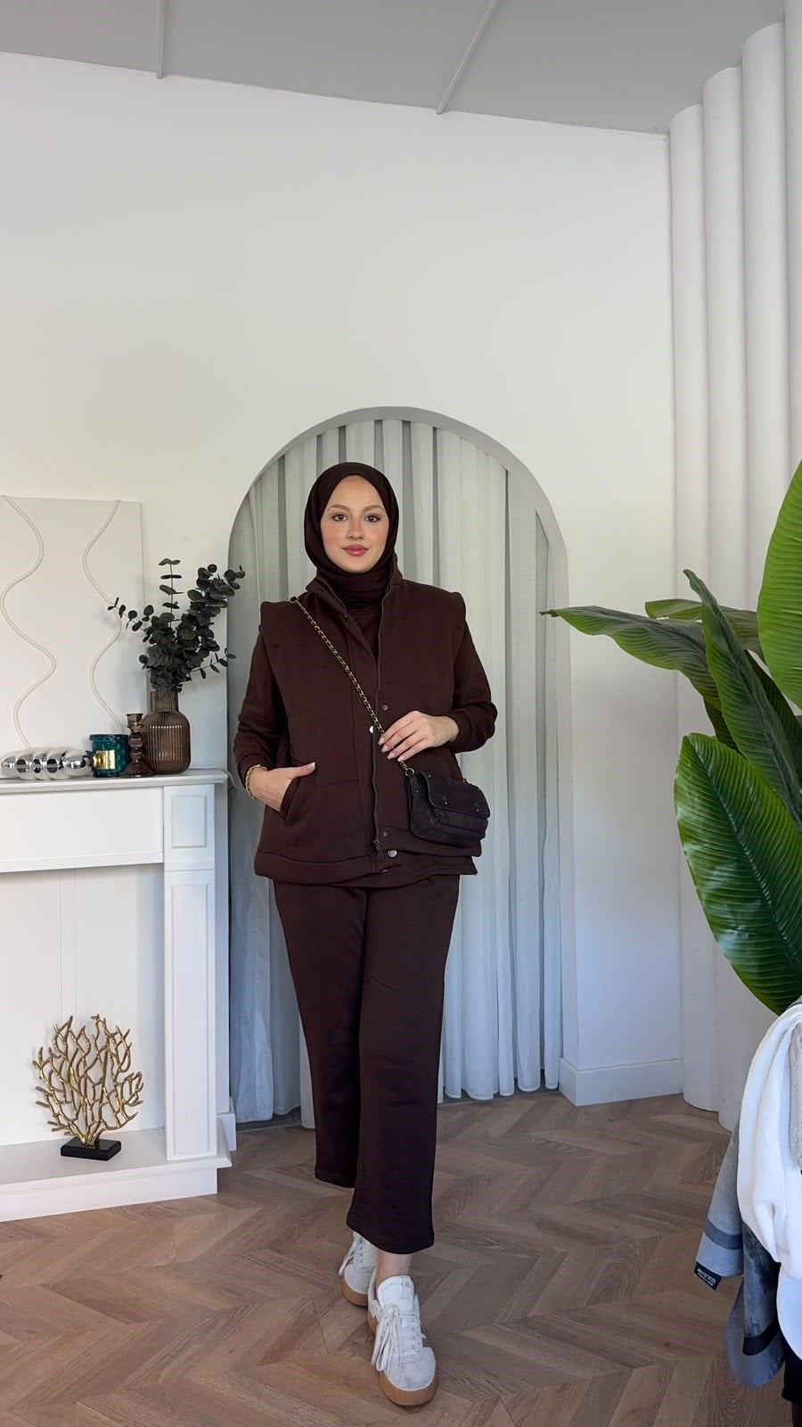 MEYSADESIGN PANTOLON TAKIM Şişme Yelekli Üçlü Takım Acı Kahve