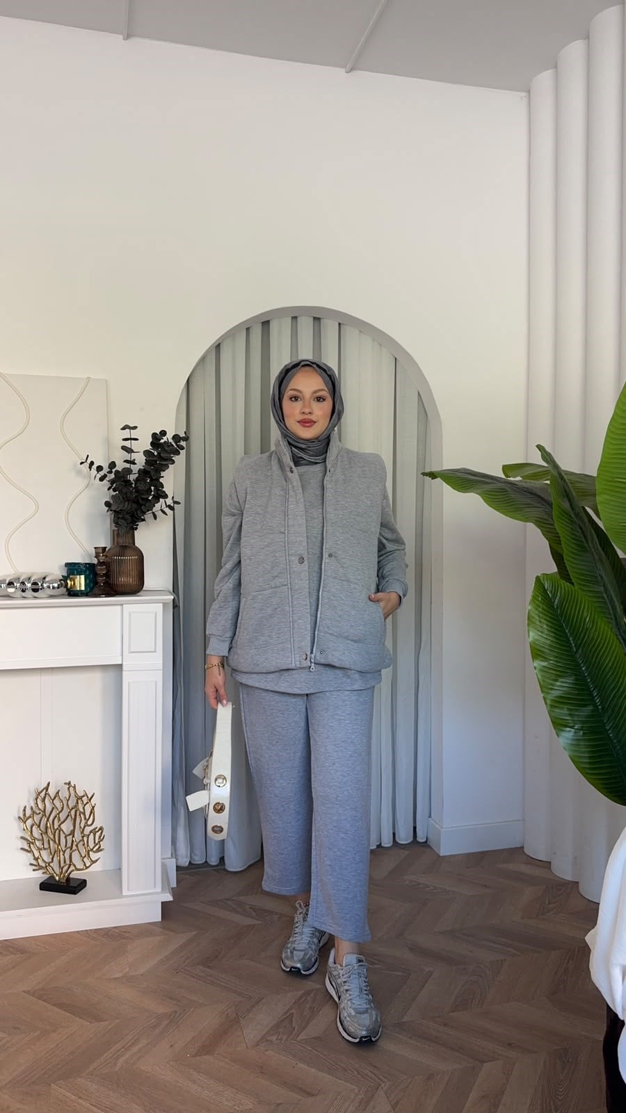 MEYSADESIGN PANTOLON TAKIM Şişme Yelekli Üçlü Takım Gri