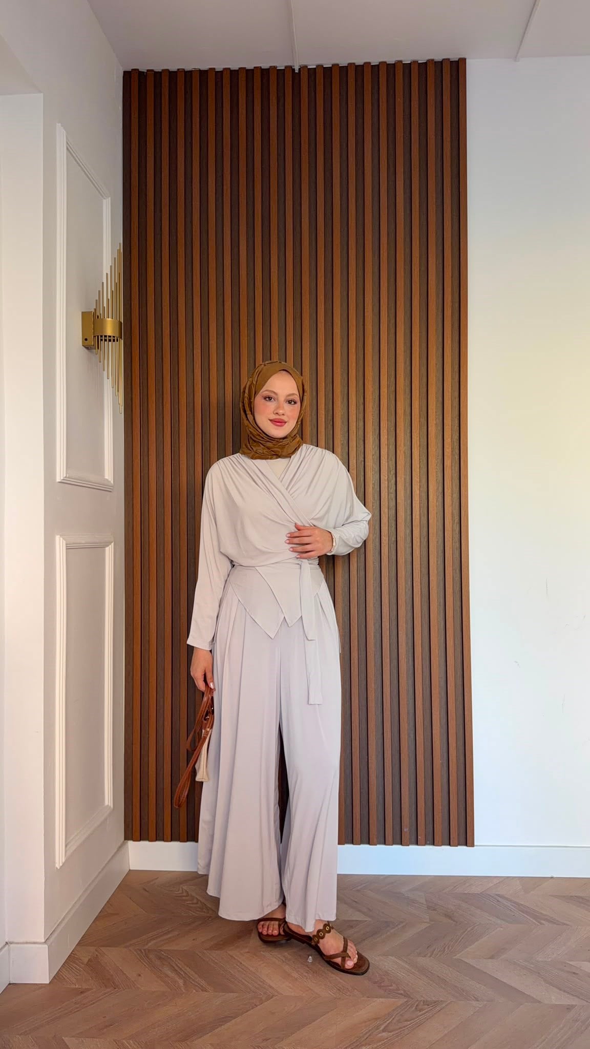MEYSADESIGN PANTOLON TAKIM Şule Sandy İkili Takım Bej