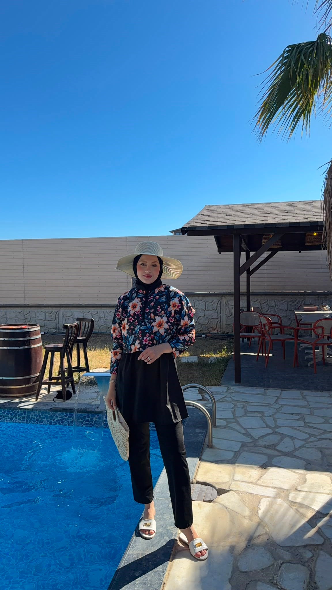MEYSADESIGN TESETTÜR MAYO Flowers Desenli Üçlü Mayo Seti Lacivert Çiçek