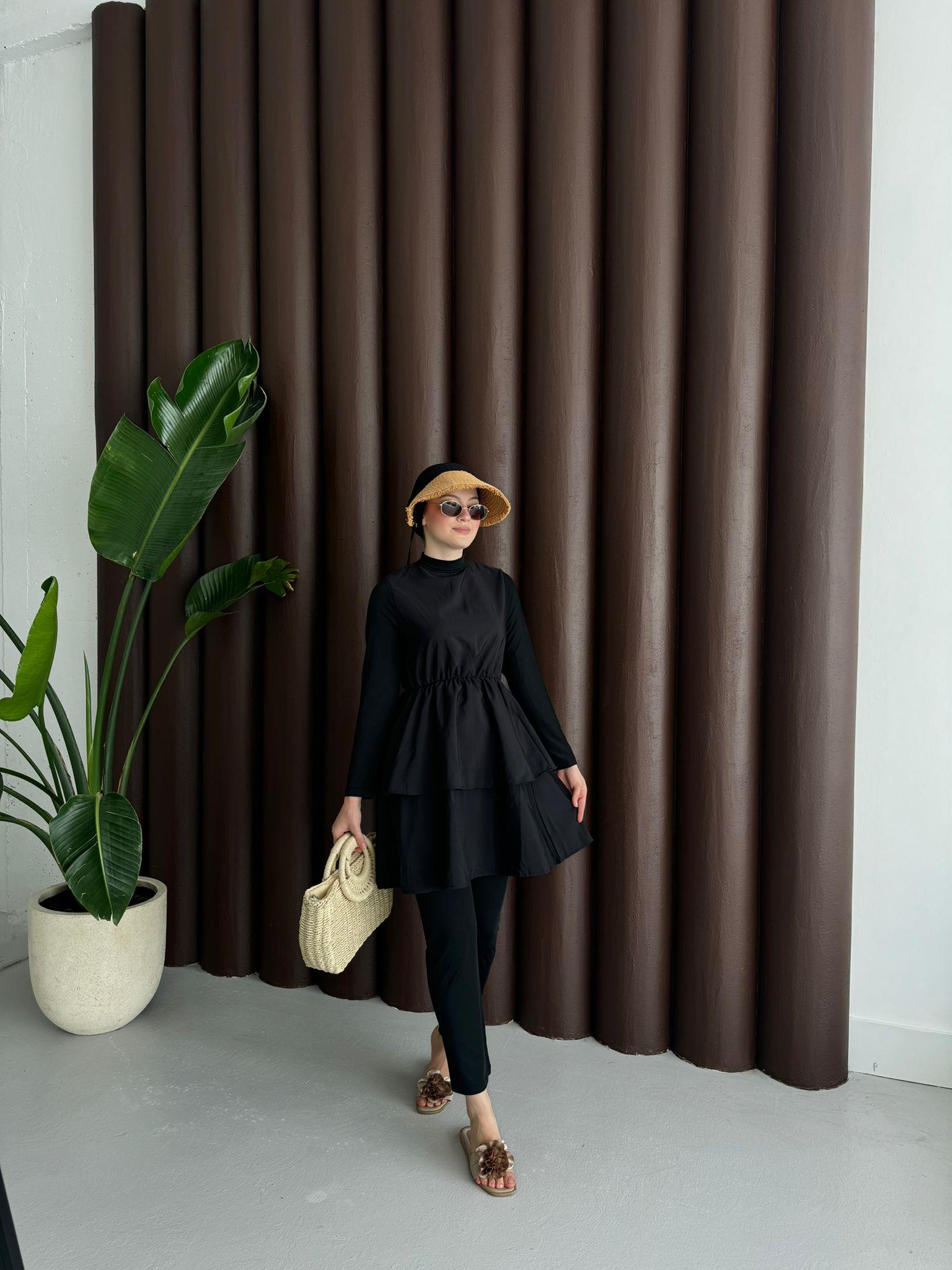 Tiered 3-Piece Hijab Swimsuit Seti