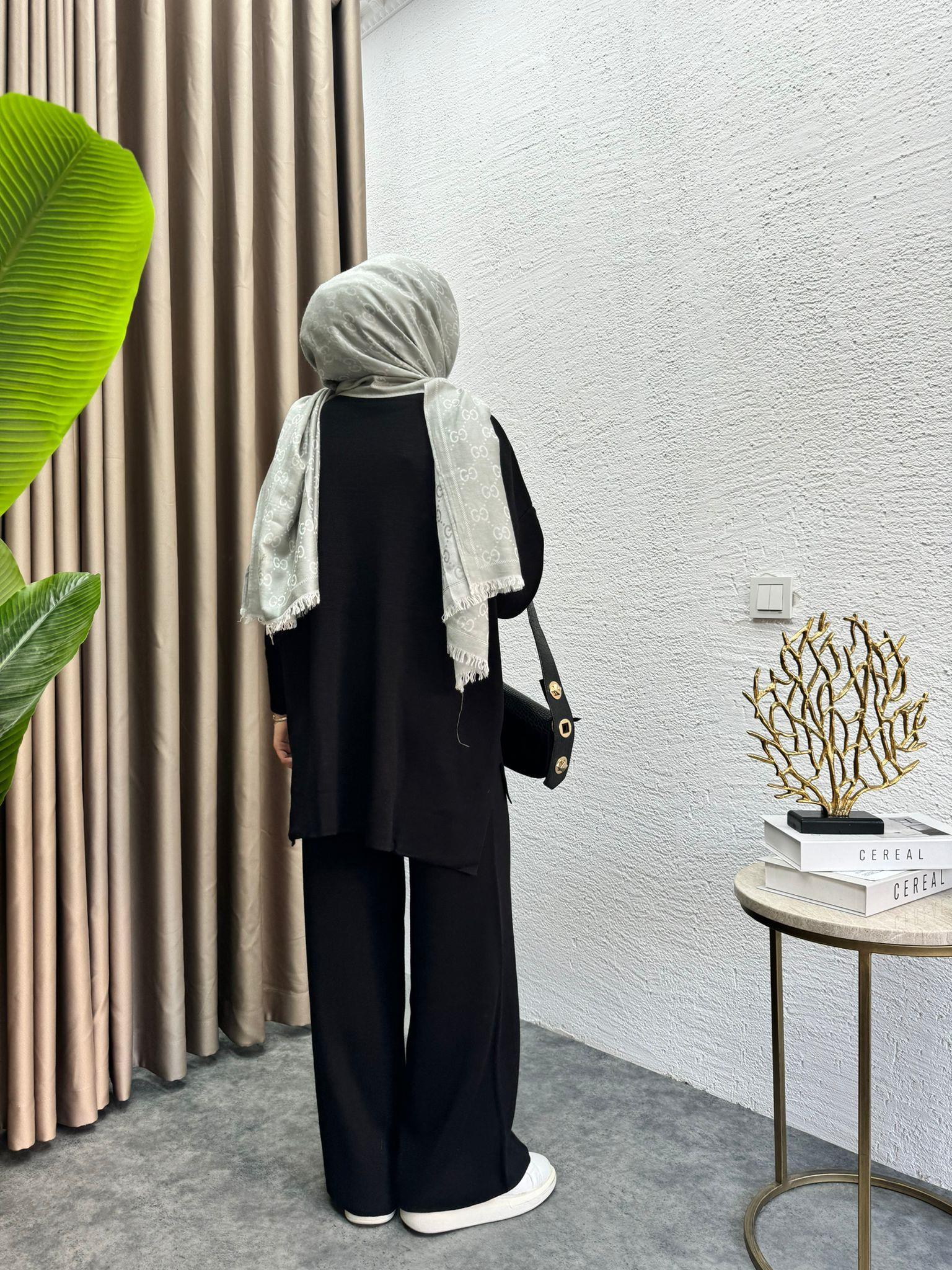 Pocket Detail Knit Set Black