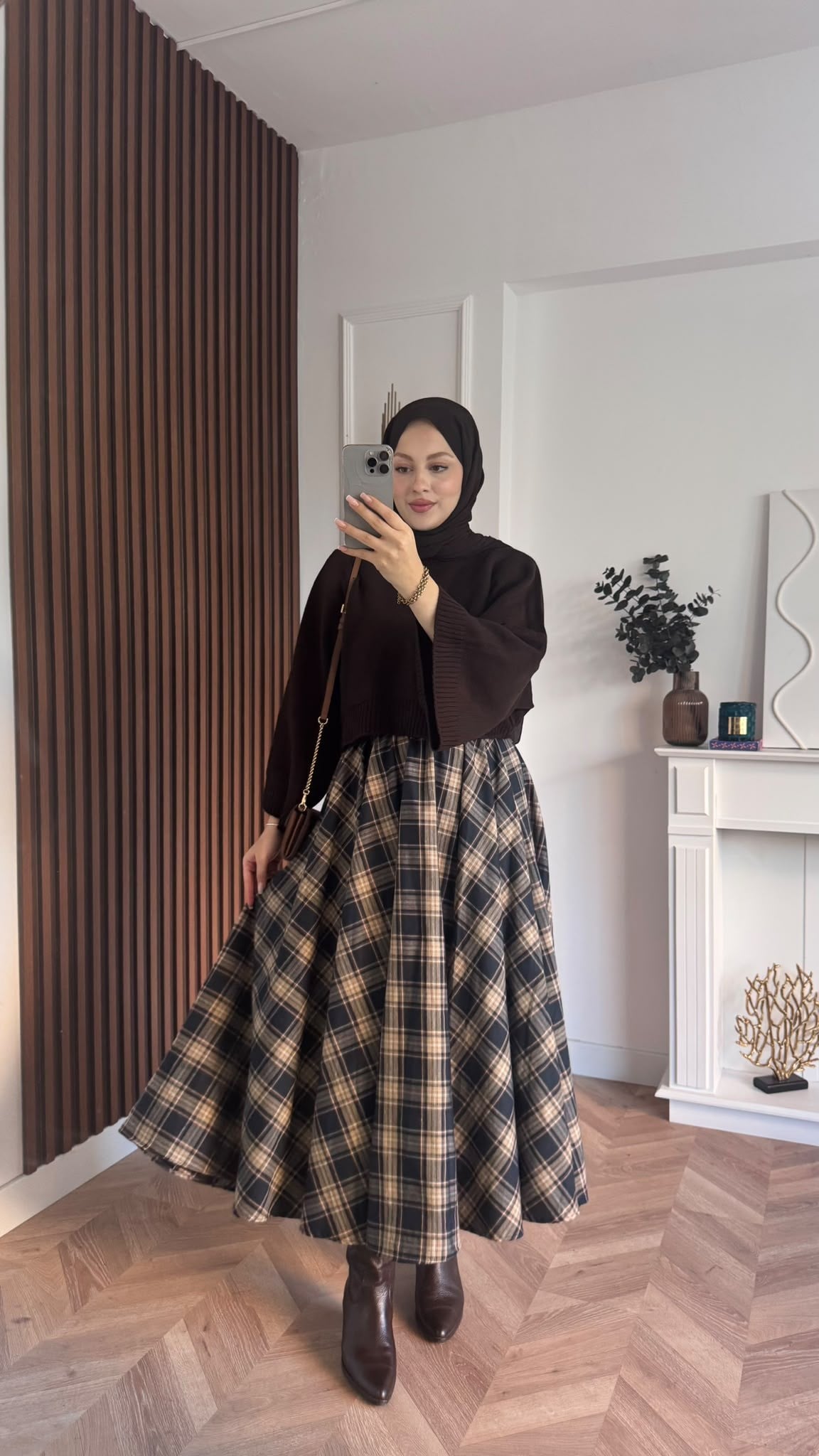 MEYSADESIGN TESETTÜR TRİKO Crop Etek Üstü Kazak Acı Kahve
