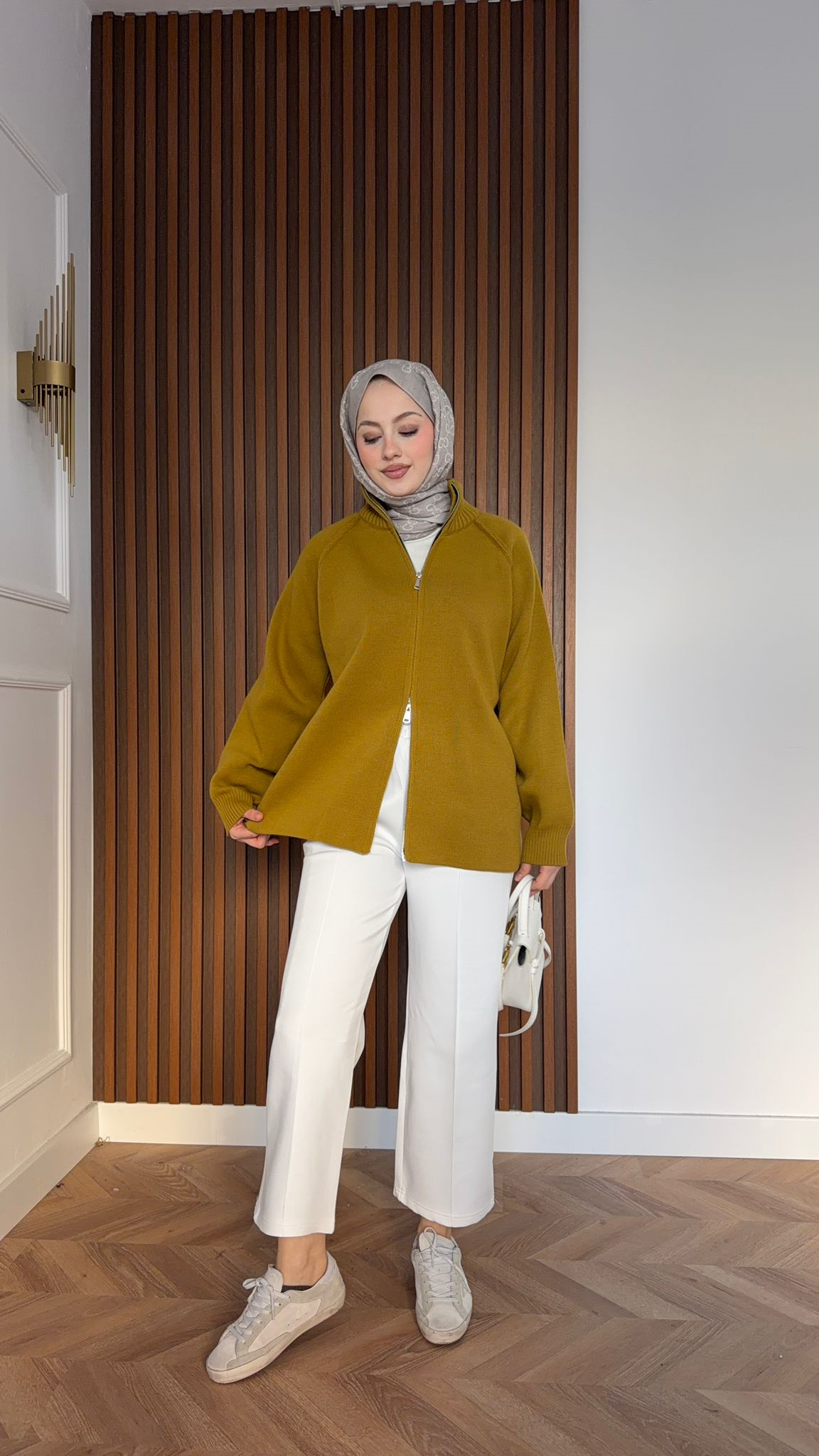 MEYSADESIGN KNITWEAR Marbella Triko Hırka Yağ Yeşili