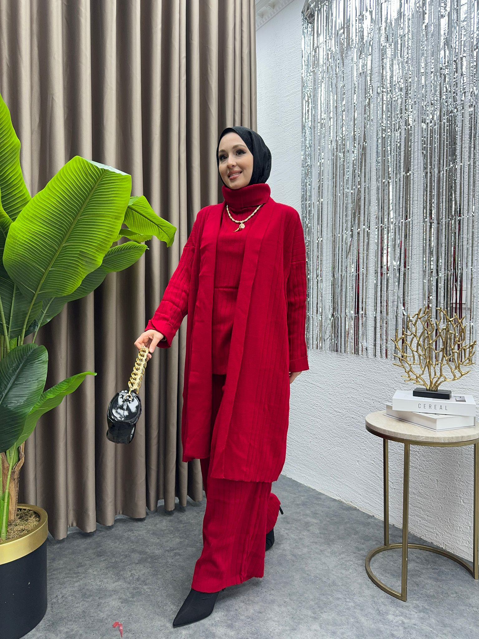 3-Piece Knit Set Red