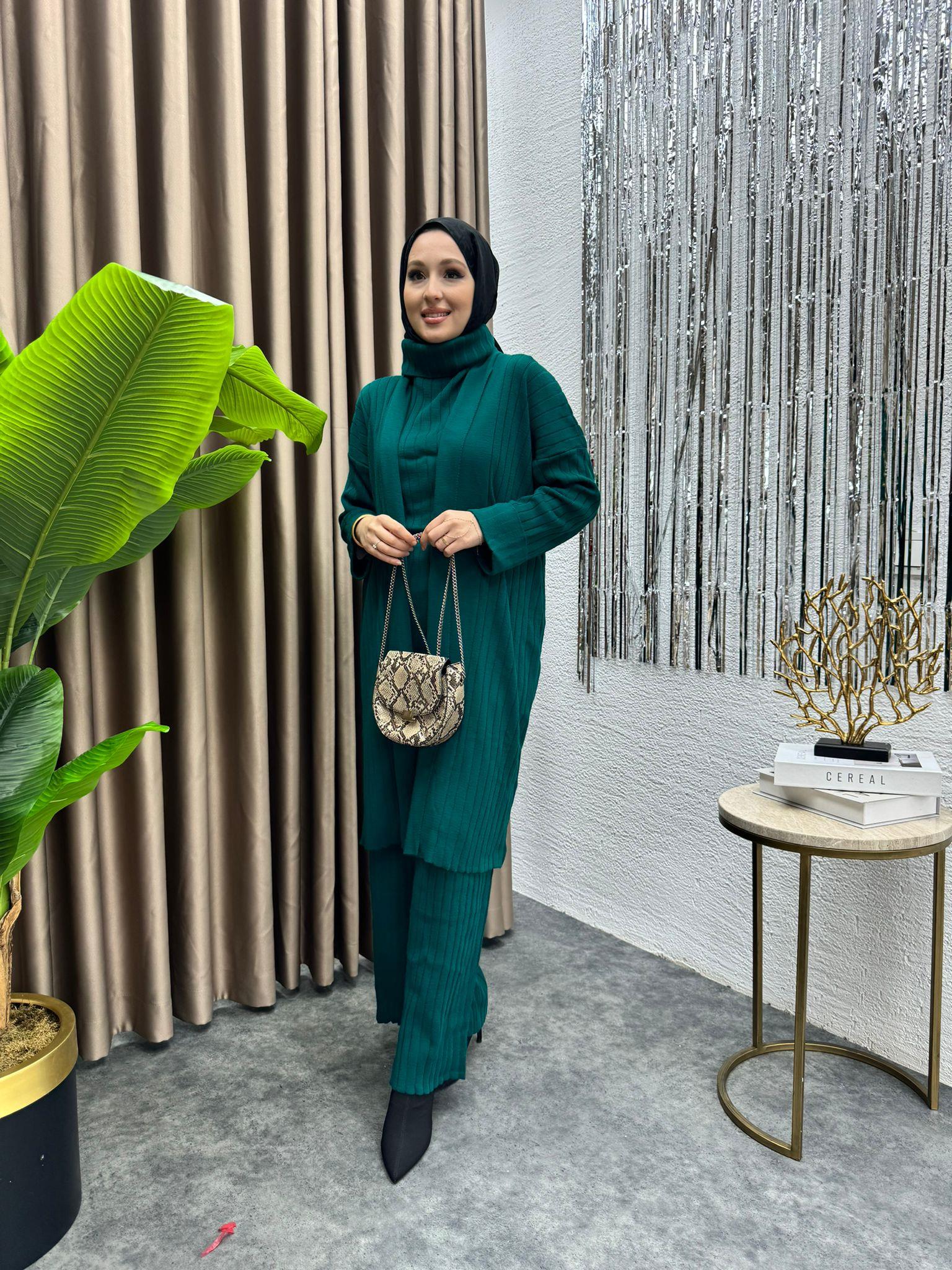 3-Piece Knit Set Emerald Green