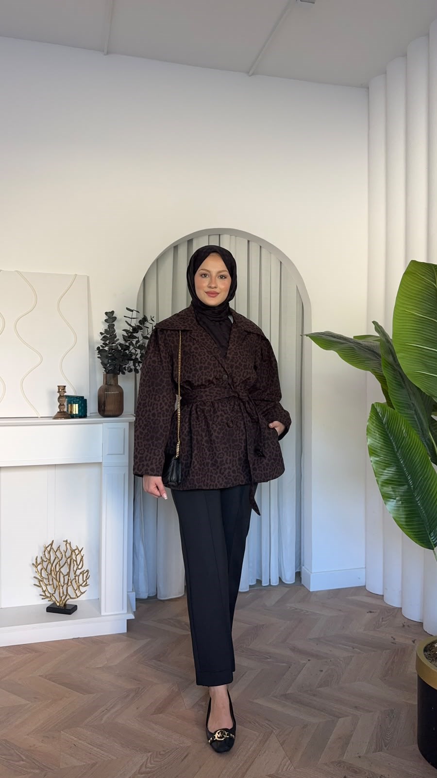 MEYSADESIGN TRENCKOT Ela Leopar Desenli Trençkot