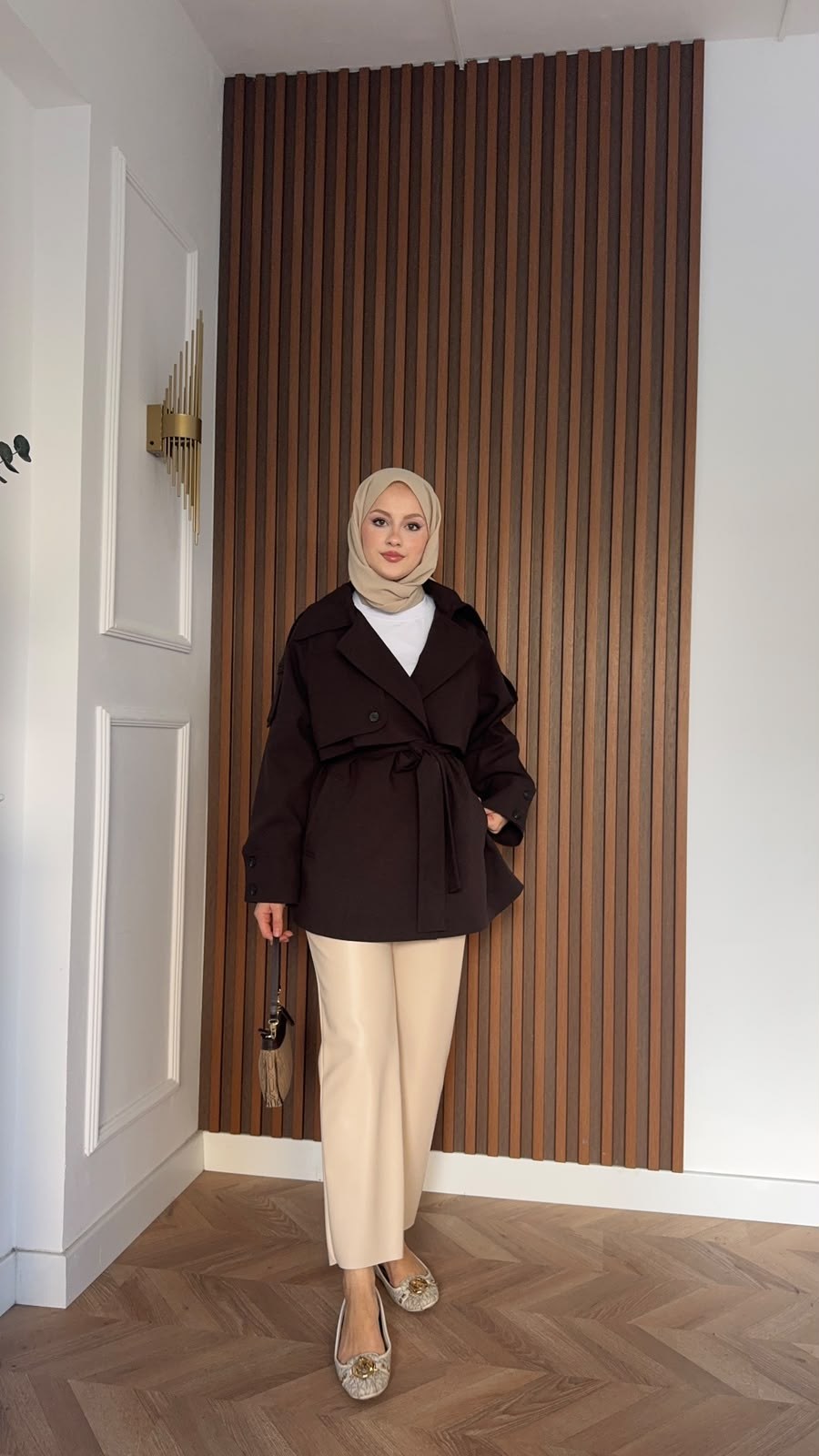 MEYSADESIGN TRENCKOT Kısa Gadget Oversize Trençkot Acı Kahve