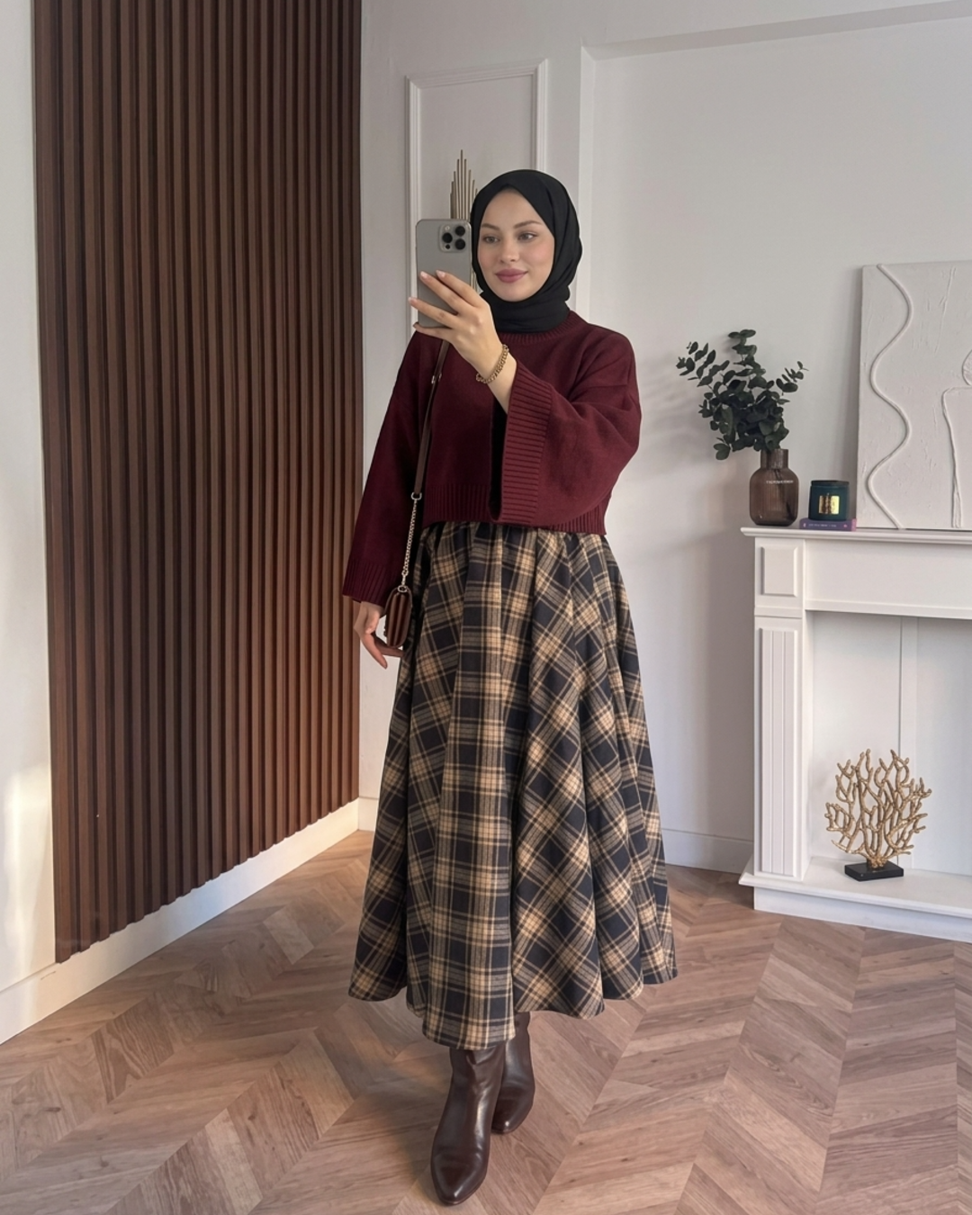 MEYSADESIGN TRİKO KAZAK Crop Etek Üstü Kazak Bordo
