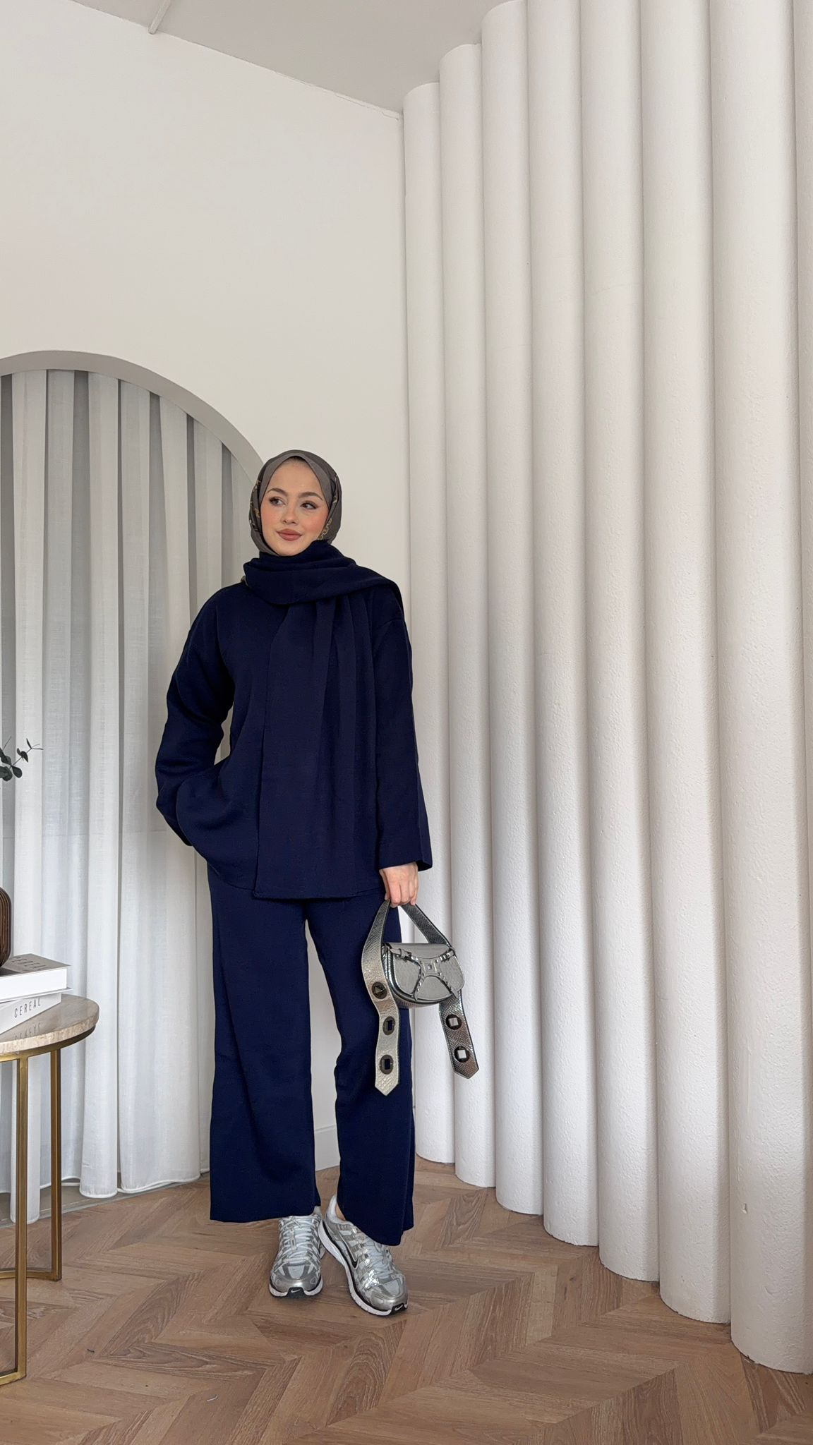 Adenya Scarf Knit 2-Piece Set Navy