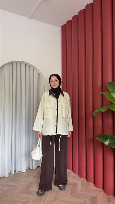 MEYSA CEKET İla Gabardin Ceket Bej