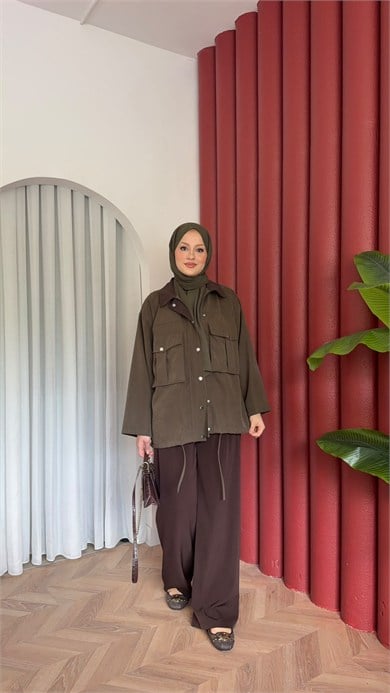MEYSA CEKET İla Gabardin Ceket Haki