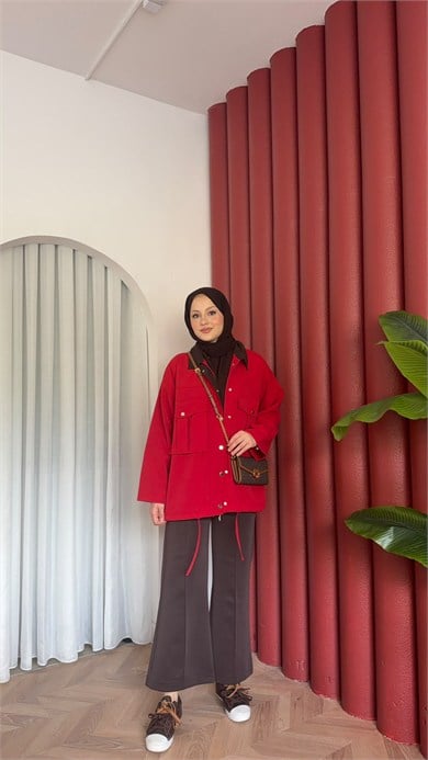 MEYSA CEKET İla Gabardin Ceket Kırmızı