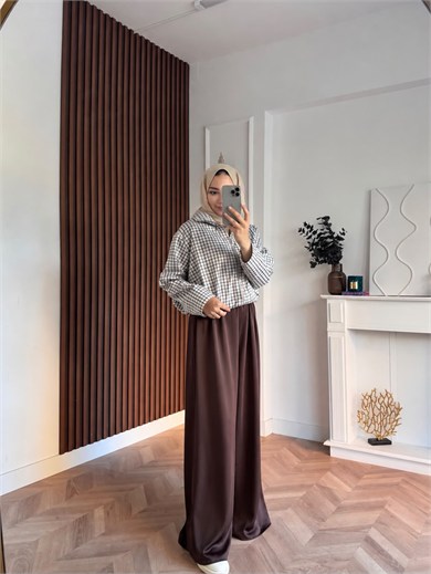 MEYSA CEKET Muadil Kareli Ceket Lacivert Kahve