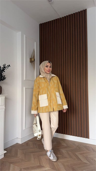 MEYSA CEKET Style Şişme Ceket Sarı Bej