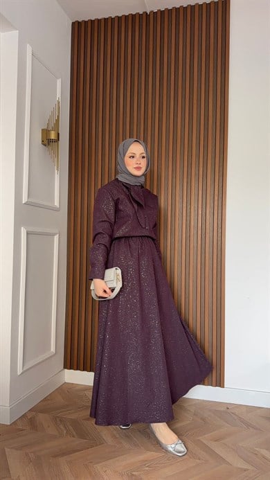 MEYSA ETEK TAKIM Duru Simli Etekli Takım Bordo