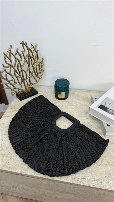 MEYSA HASIR ÇANTA El Örgüsü Hasır Çanta Siyah - CNT1052