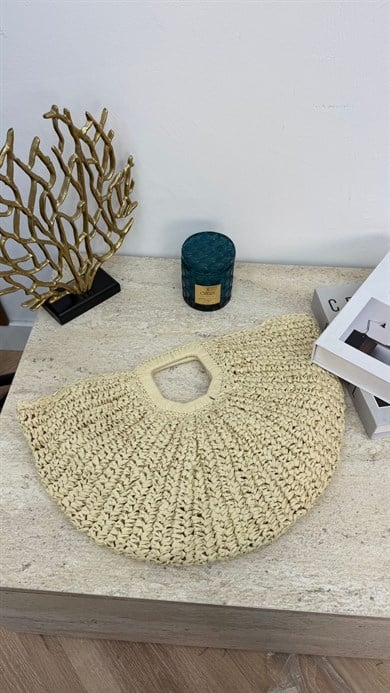 MEYSA HASIR ÇANTA El Örgüsü Hasır Çanta Bej - CNT1052