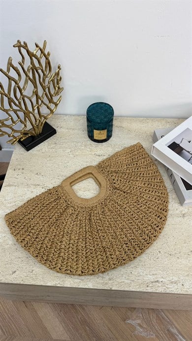 MEYSA HASIR ÇANTA El Örgüsü Hasır Çanta Camel - CNT1052