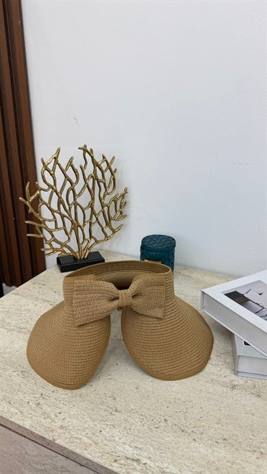 MEYSA HASIR ŞAPKA Kurdela Detaylı Hasır Vizör Şapka Camel - HSR2080