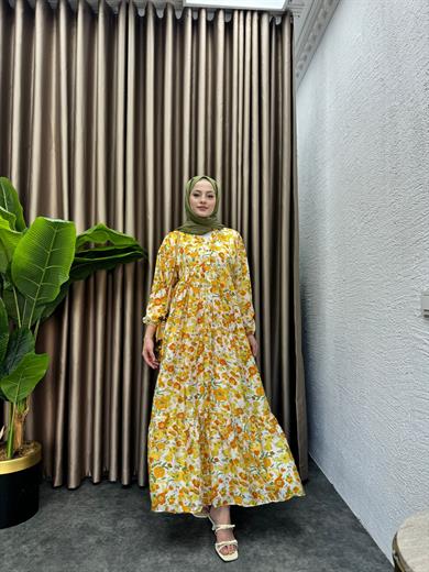 MEYSADESIGN ELBİSELER Flowers Ebise Sarı