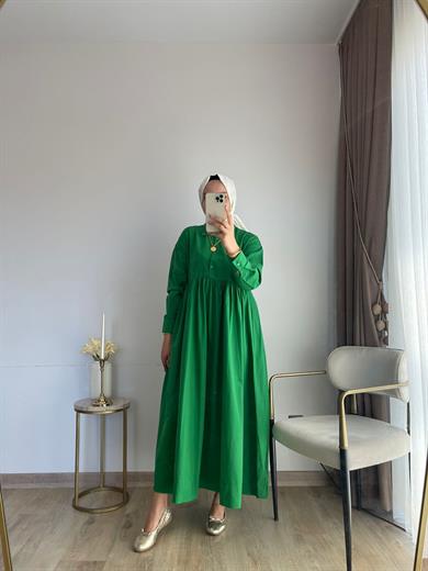 Zeynep Düğmeli Elbise Benetton Yeşili