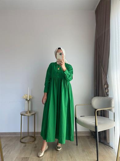 Zeynep Düğmeli Elbise Benetton Yeşili