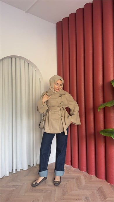 MEYSADESIGN KABAN Afra Kaşe Kaban Bej