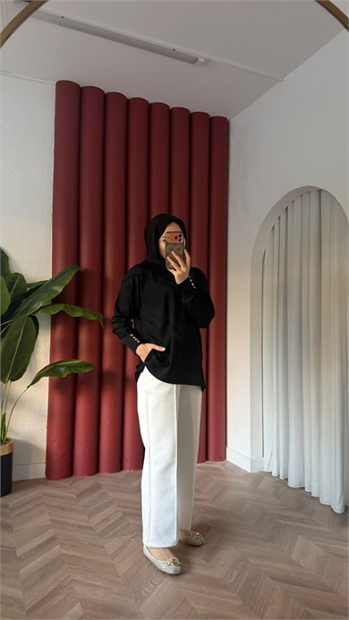 MEYSADESIGN MERSERİZE TUNİK Zikzak Merserize Tunik Siyah