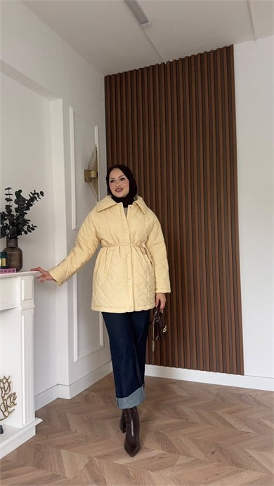 MEYSADESIGN MONT Kapitone Şişme Mont Bej