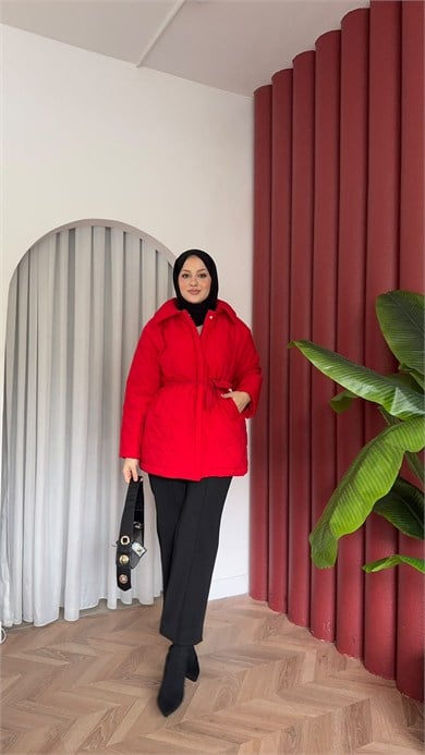 MEYSADESIGN MONT Kapitone Şişme Mont Kırmızı