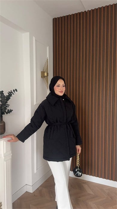 MEYSADESIGN MONT Kapitone Şişme Mont Siyah