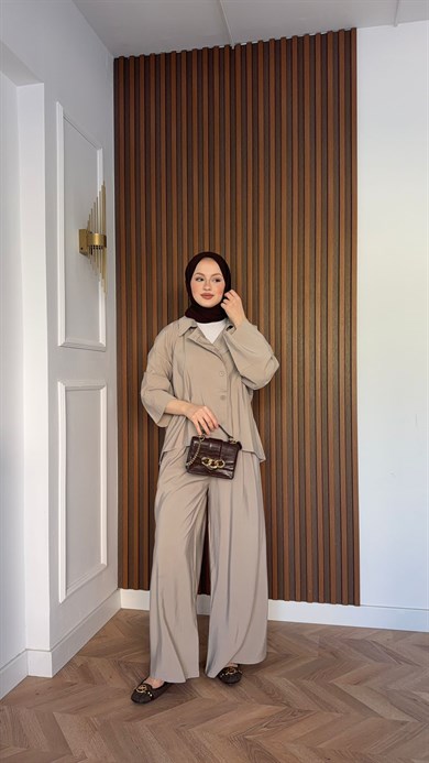 MEYSADESIGN TROUSER SETS Heon Tensel Pantolonlu Takım Vizon