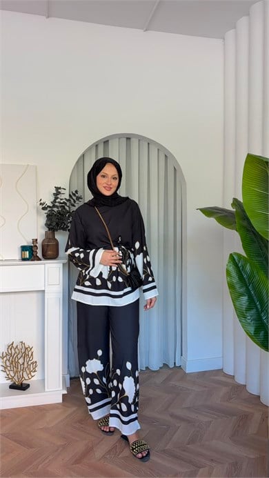 MEYSADESIGN PANTOLON TAKIM Laveyla İkili Takım Siyah