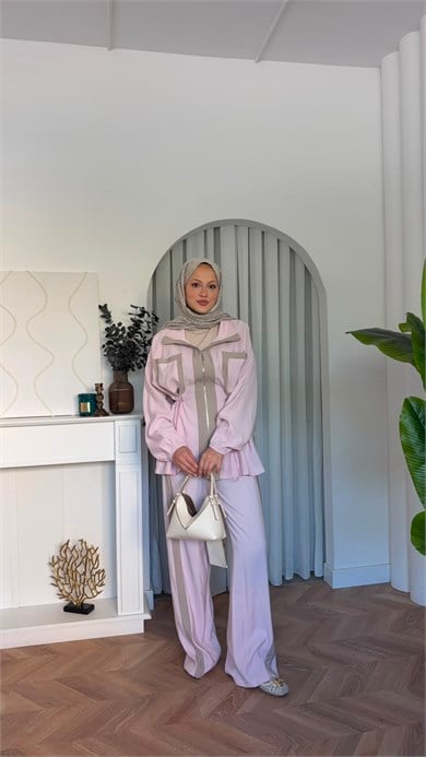 MEYSADESIGN PANTOLON TAKIM Lusi İkili Takım Pembe