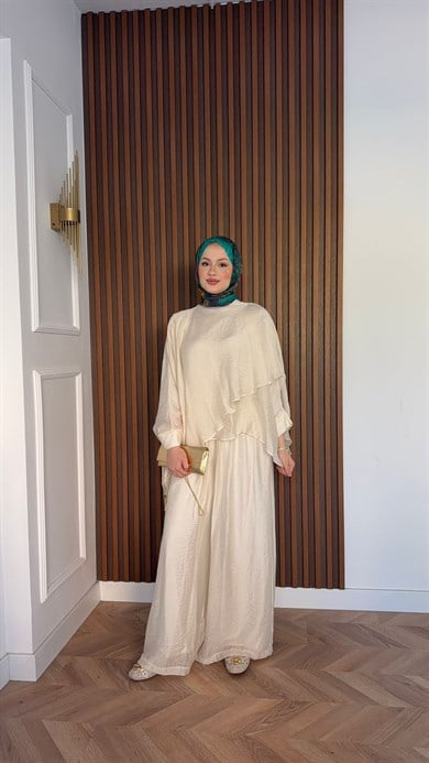 MEYSADESIGN TROUSER SETS Mina Vual Pantolonlu Takım Bej
